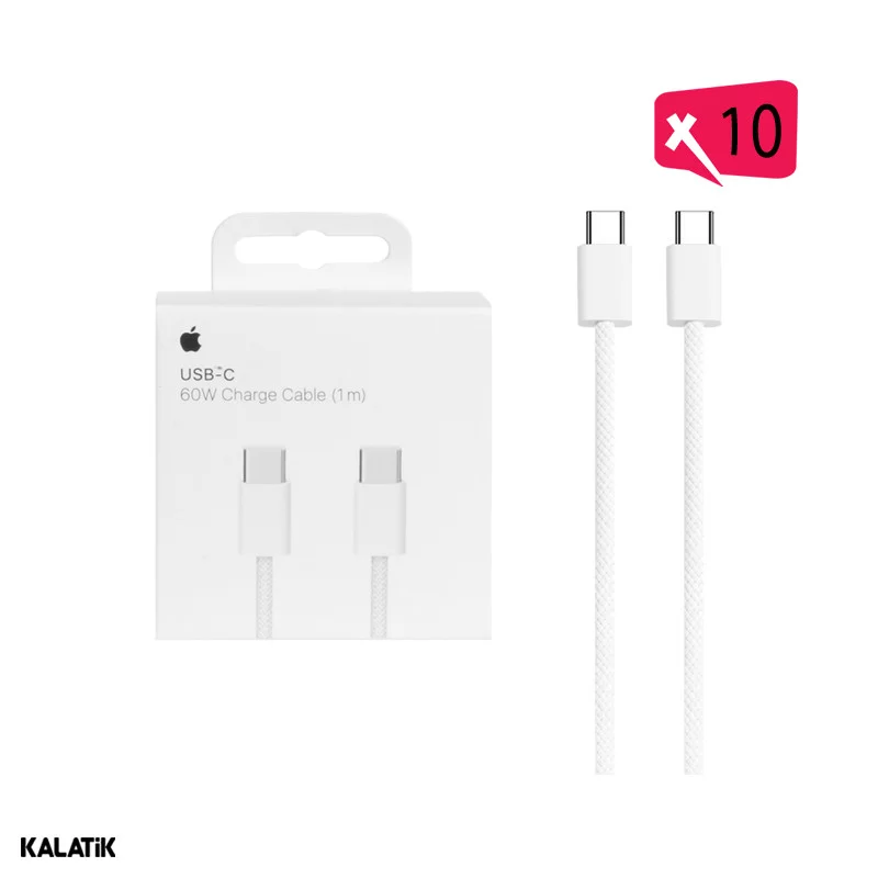 کابل تبدیل USB-C به USB-C اپل اصلی آیفون 15 مدل A2795 به طول 1 متر-بسته 10 عددی-شارسل