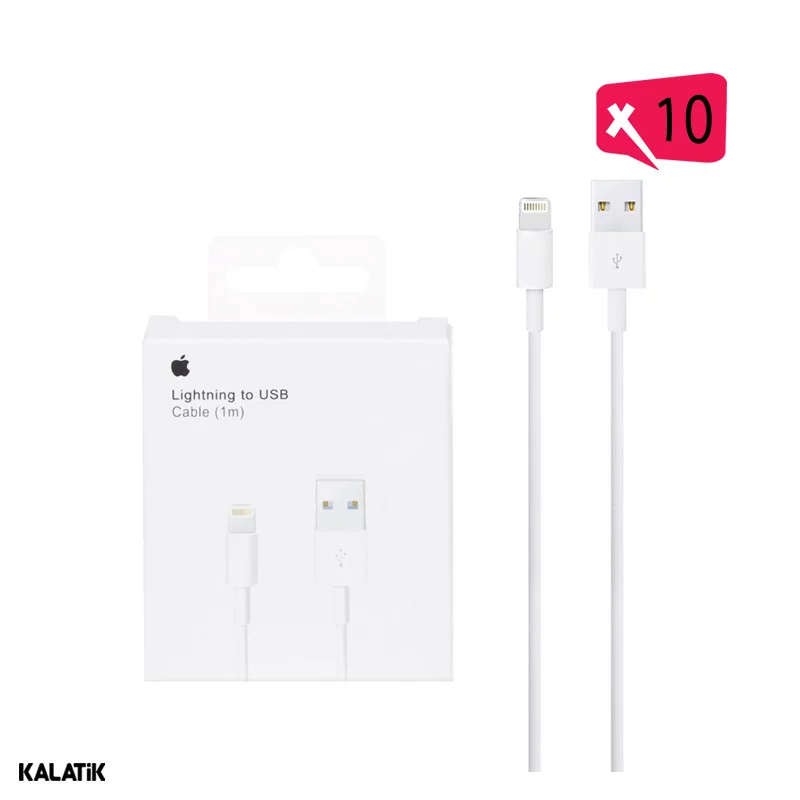 کابل تبدیل USB-A به لایتنینگ اپل آیفون 7 مدل MD818ZM/A A1480 به طول 1 متر-بسته 10 عددی-شارسل