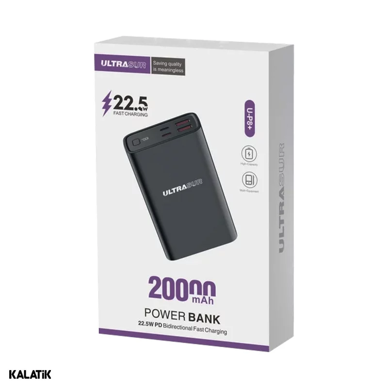 پاور بانک 22.5 وات اولتراسور مدل +U-p8 ظرفیت 20000 میلی آمپر ساعت-شارسل