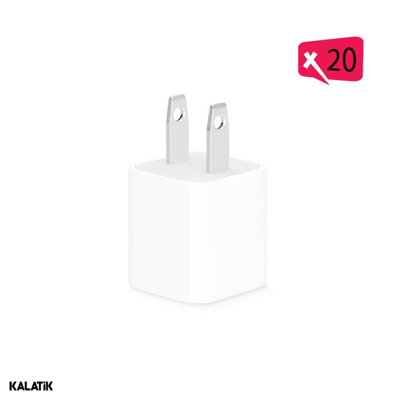 شارژر دیواری 5W اپل 1A مدل MD810LL/A تک پورت-بسته 20 عددی-شارسل