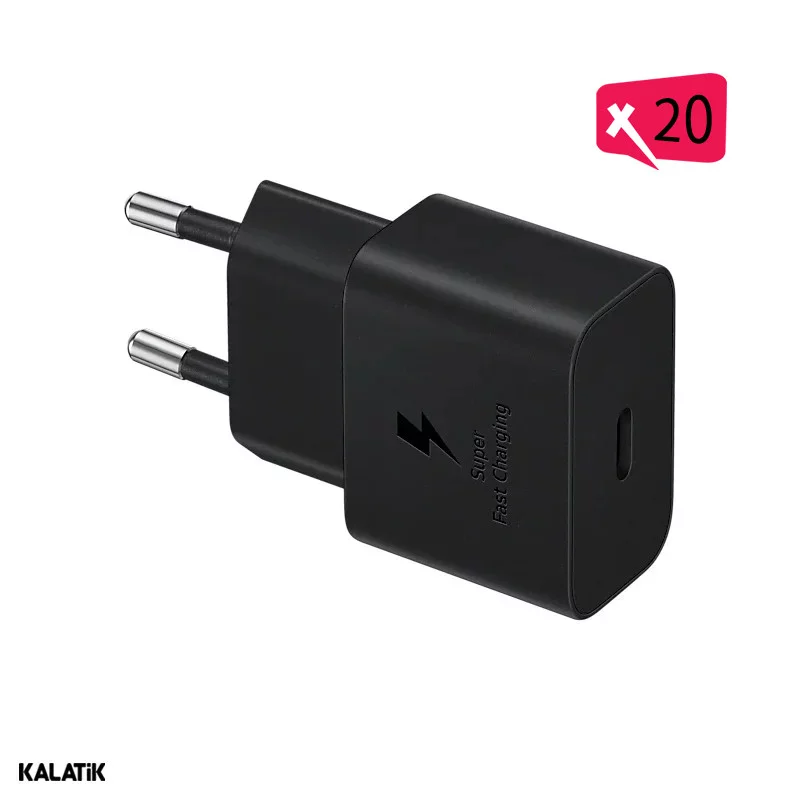 شارژر دیواری 25W سامسونگ مدل EP-T2510 فست PD دو پین-بسته 20 عددی-شارسل