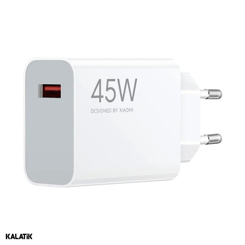 شارژر دیواری 45W شیائومی سر کارتنی مدل MDY-17-EF فست تک پورت دو پین به همراه کابل USB-A به USB-C-شارسل