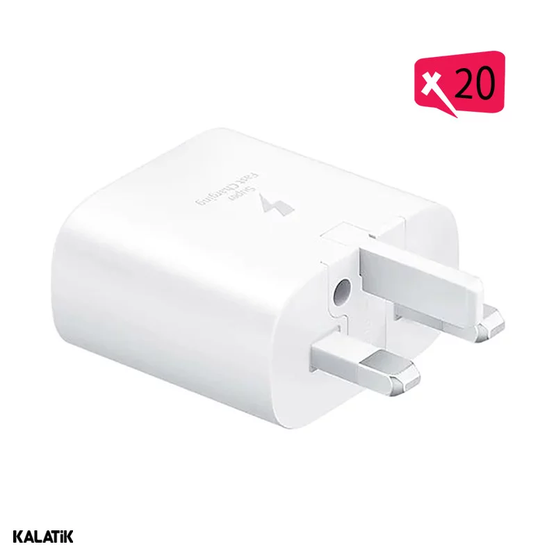 شارژر دیواری 25W سامسونگ CH مدل EP-TA800 فست PD تک پورت سه پین-بسته 20 عددی-شارسل
