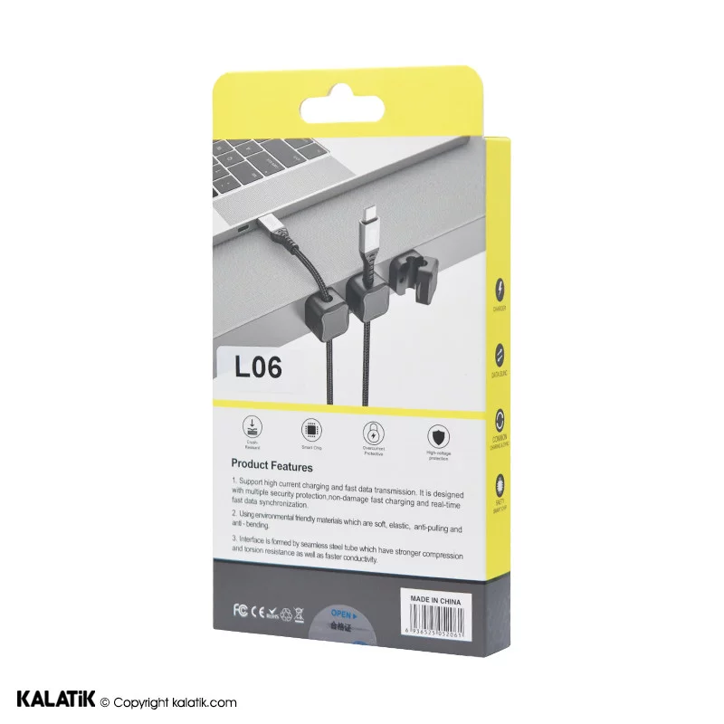 کابل تبدیل USB-C به USB-C زد ام 60 وات مدل L06 به طول 2 متر-شارسل