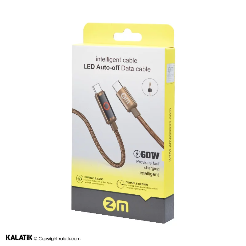 کابل تبدیل USB-C به USB-C زد ام 60 وات مدل L08 به طول 1 متر-شارسل