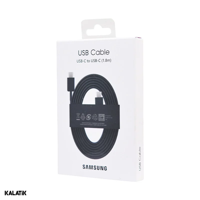 کابل تبدیل USB-C به USB-C سامسونگ PD فست 45W مدل EP-DW767 پک دار به طول 1.8 متر-شارسل