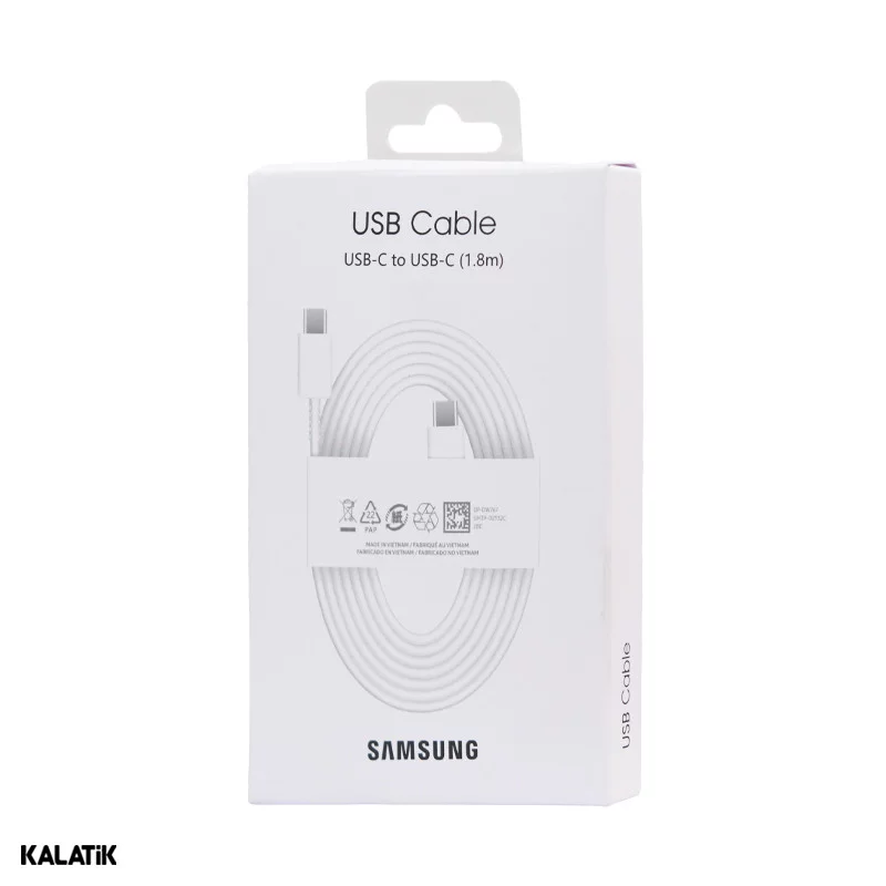 کابل تبدیل USB-C به USB-C سامسونگ PD فست 45W مدل EP-DW767 پک دار به طول 1.8 متر-شارسل