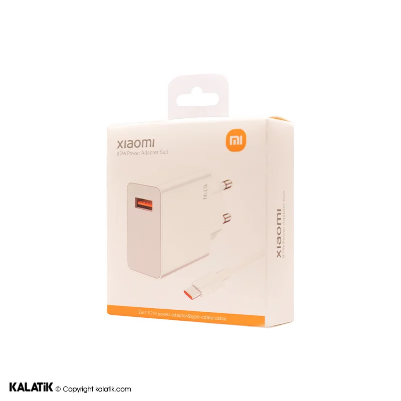 شارژر دیواری 67W شیائومی مدل MDY-11-EZ دو پین به همراه کابل شارژ USB-A to USB-C-شارسل