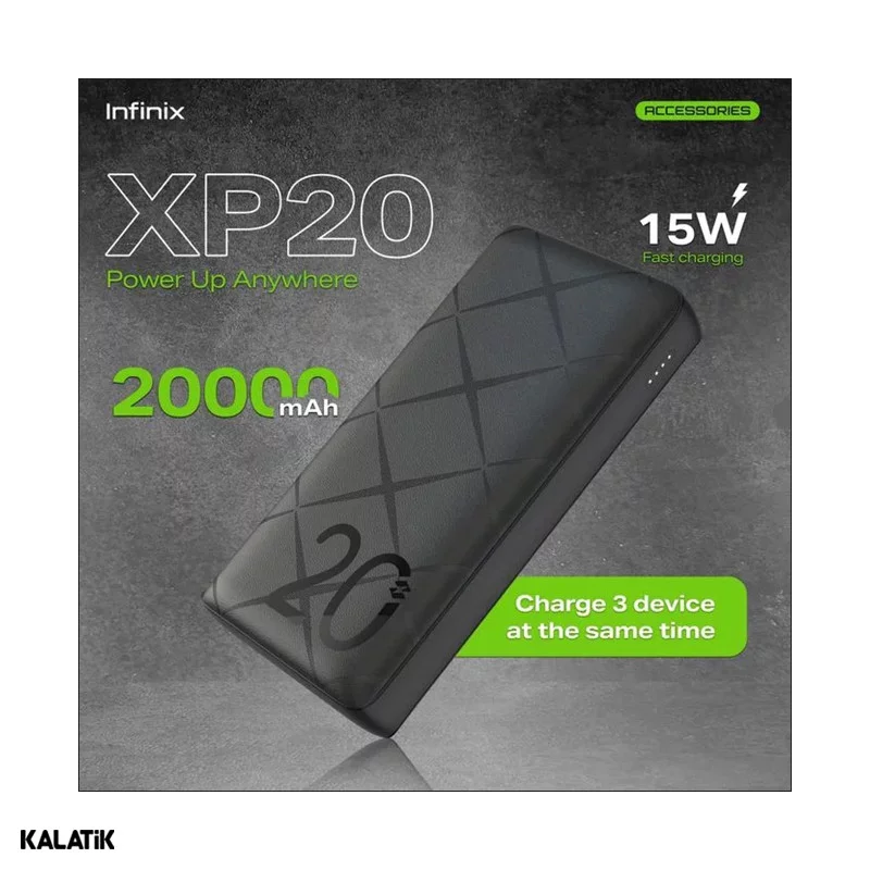 پاور بانک 15 وات اینفینیکس مدل XPOWER 20 GO ظرفیت 20000 میلی آمپر ساعت